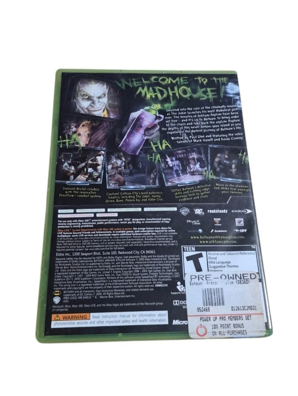 Xbox 360 Batman: Arkham Asylum Game Excellent Used Condition